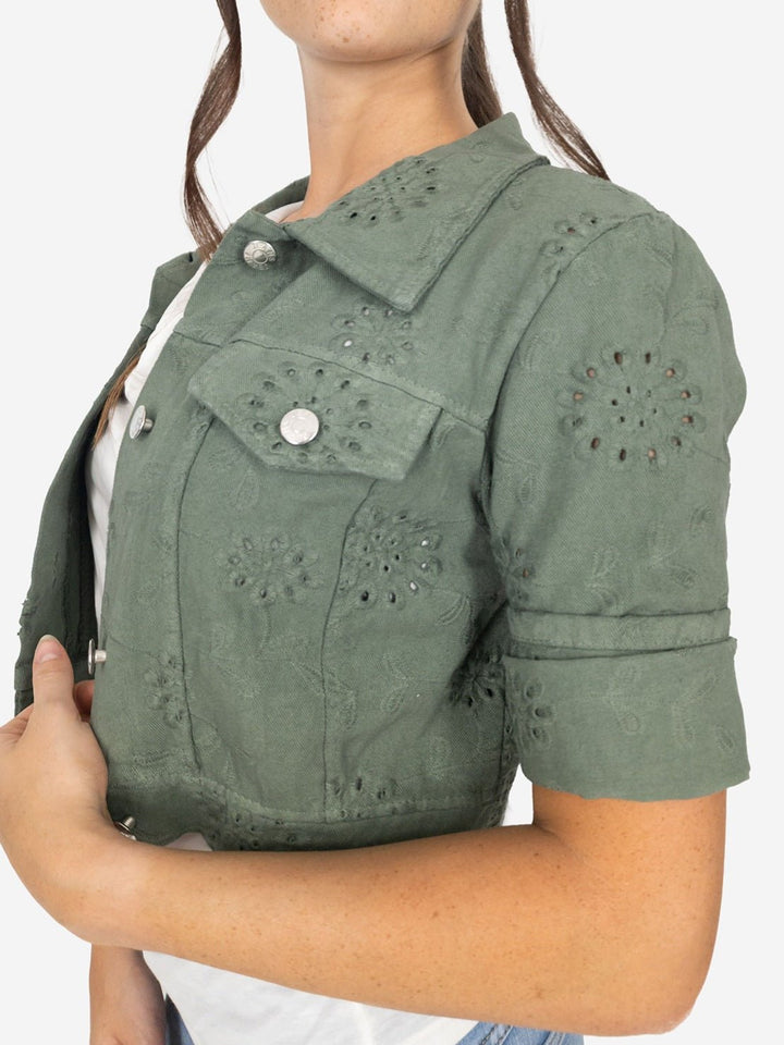 Giacca di cotone con bottone manica lunga rever classico traforato Nero Level Stores