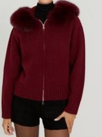 Giacca in lana con cappuccio in pelliccia con zip morbido e caldo Nero Level Stores