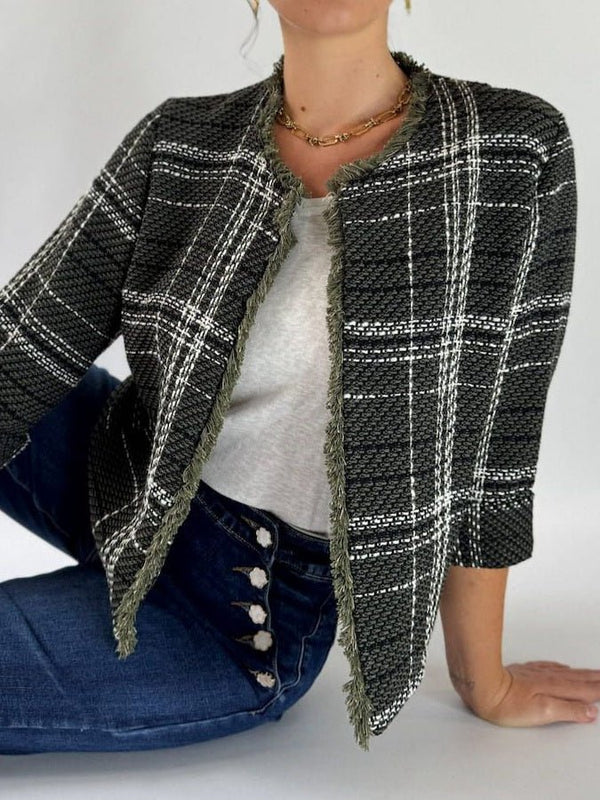 Giacca Tweed in panno modello corto Verde militare Level Stores