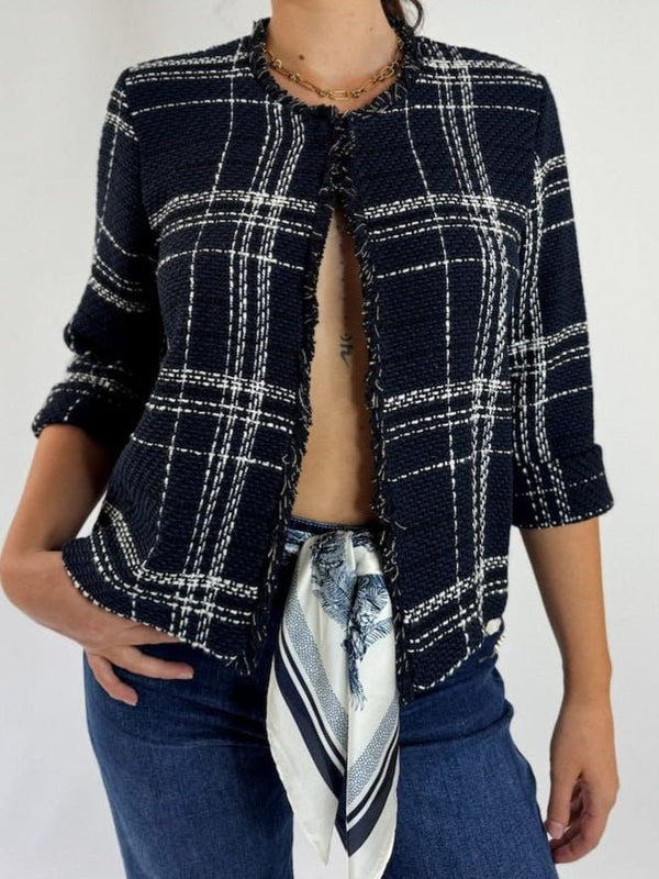 Giacca Tweed in panno modello corto Blu scuro Level Stores