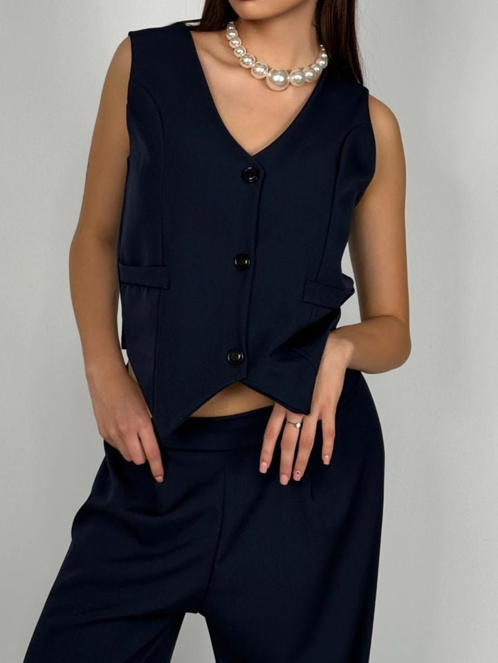 Gilet smanicato con bottoni Nero Level Stores