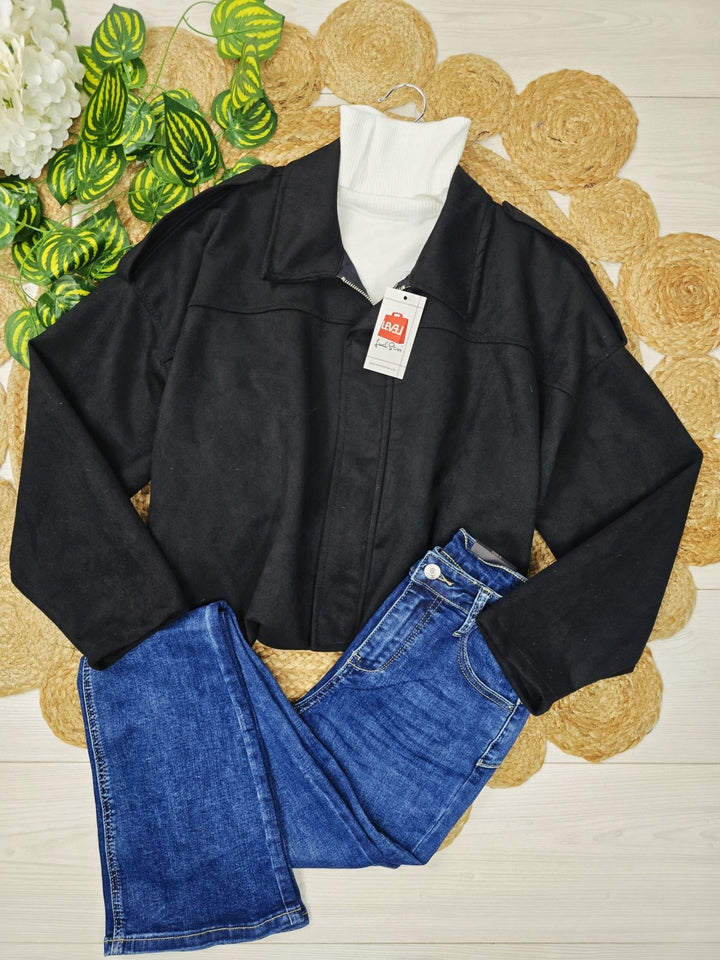 Giubbotto in dainetto dotato di zip morbido Bordo Level Stores