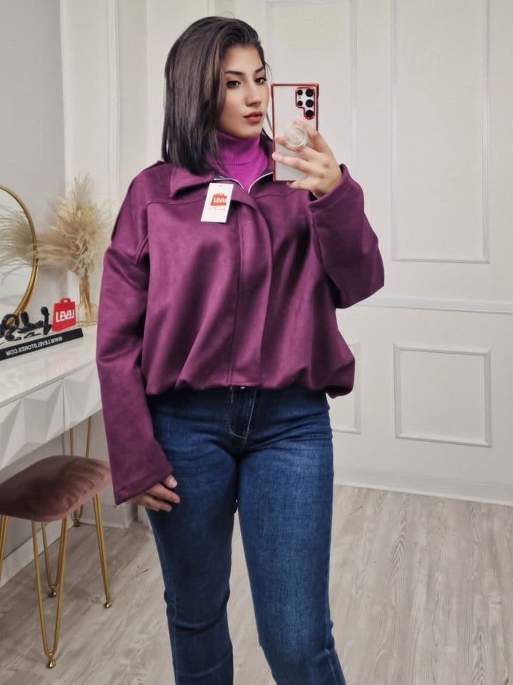 Giubbotto in dainetto dotato di zip morbido Bordo Level Stores