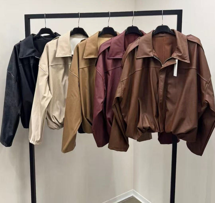 Giubbotto in ecopelle dotato di zip morbido Nero Level Stores
