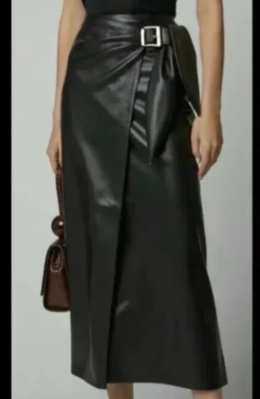 gonna in ecopelle modello lungo con zip Nero Level Stores