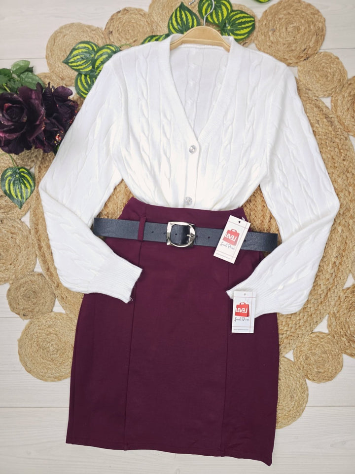 Gonna inclusa la cintura elasticizzata Marrone Level Stores