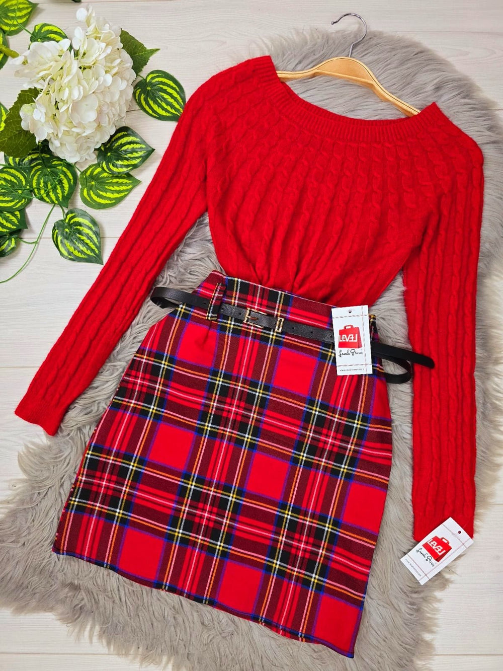 Abbigliamento Vestito Rosso Scozzese Scozzese Vestiti Rossi Da