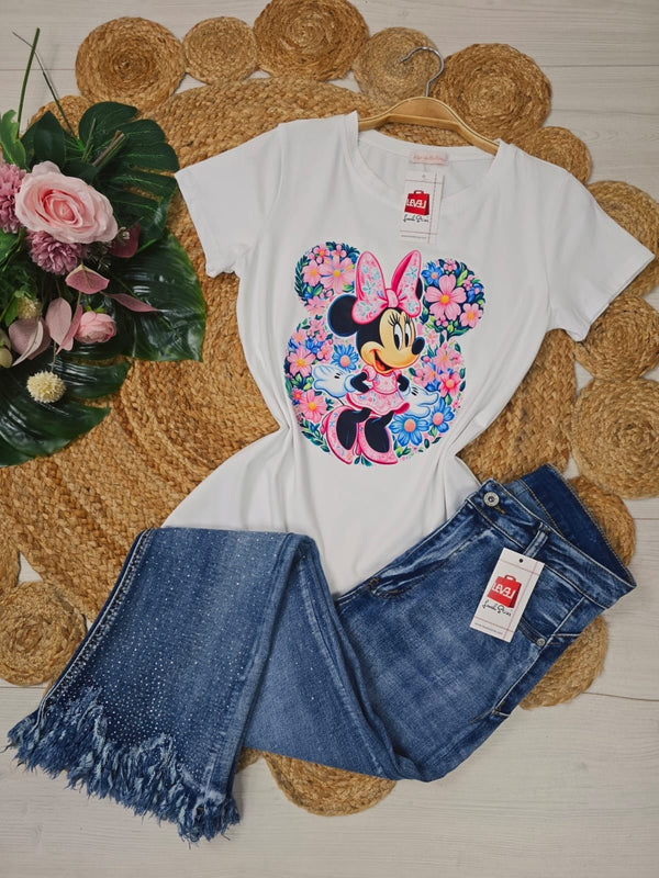 Jeans frange Strass modello vita alta a zampa elasticizzato - Jeans chiaro - Level Stores