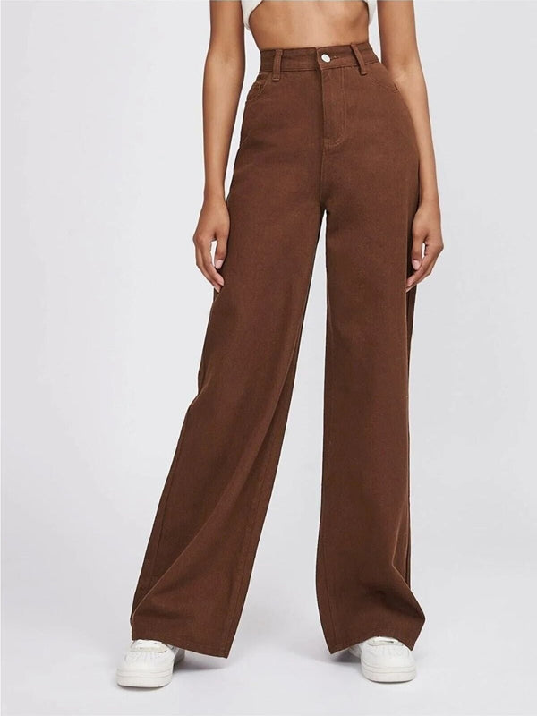 Jeans marrone modello palazzo elasticizzato Morbido Casual Marrone Level Stores