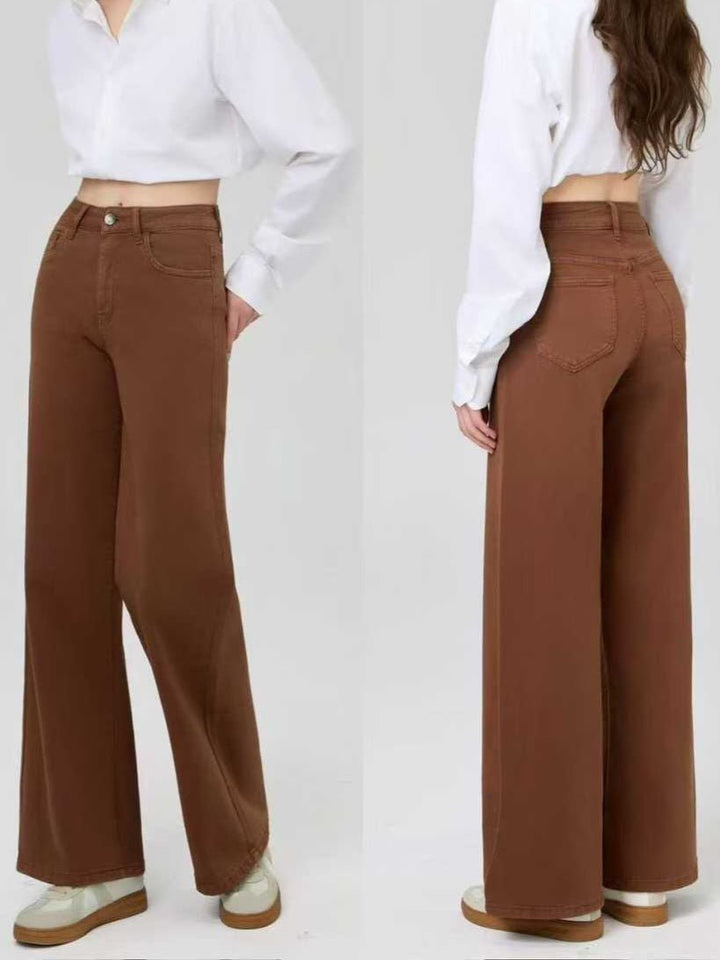 Jeans marrone modello palazzo elasticizzato Morbido Casual Marrone Level Stores