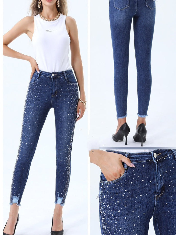 Jeans modello skinny Strass - Jeans scuro - Level Stores