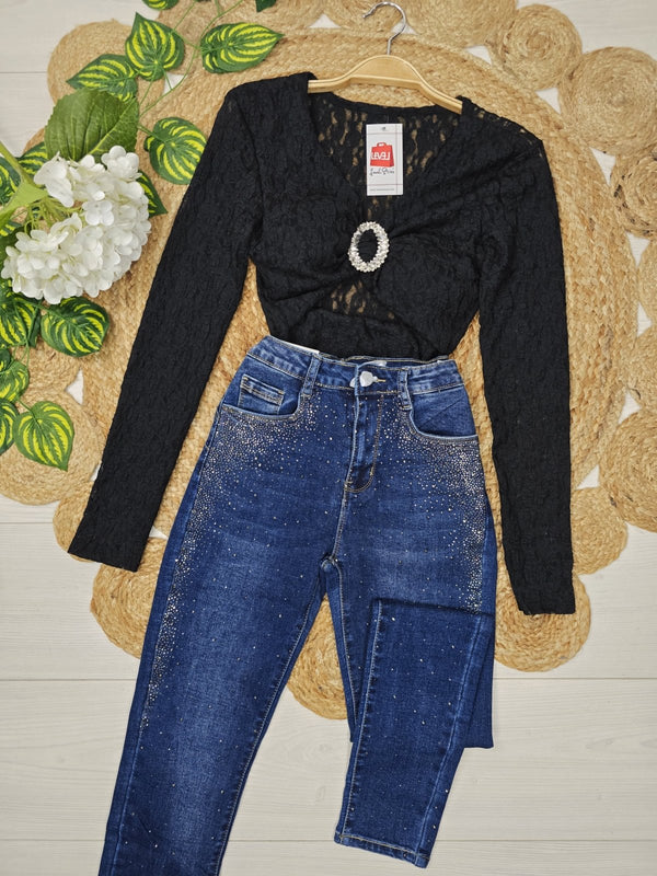 Jeans modello skinny Strass Jeans scuro Level Stores