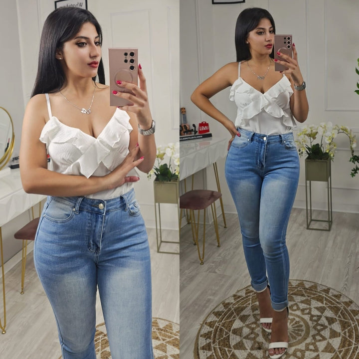 Jeans modello skinny tinta unita lavaggio chiaro Elasticizzato - Jeans chiaro - Level Stores