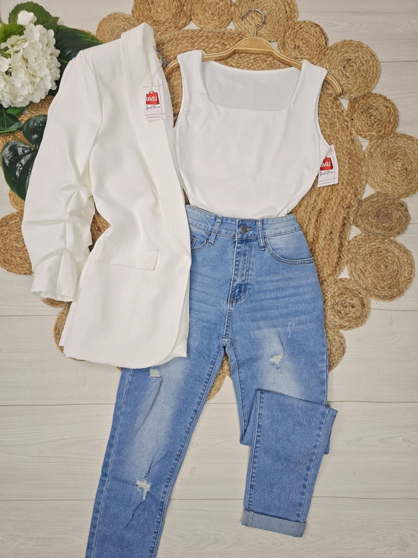 Jeans modello skinny tinta unita lavaggio chiaro Elasticizzato - Jeans chiaro - Level Stores