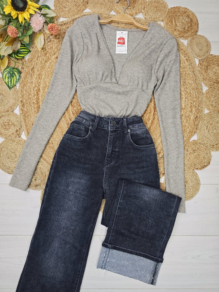Maglia a costine a manica lunga con coppe preformate tessuto elasticizzato Beige Level Stores