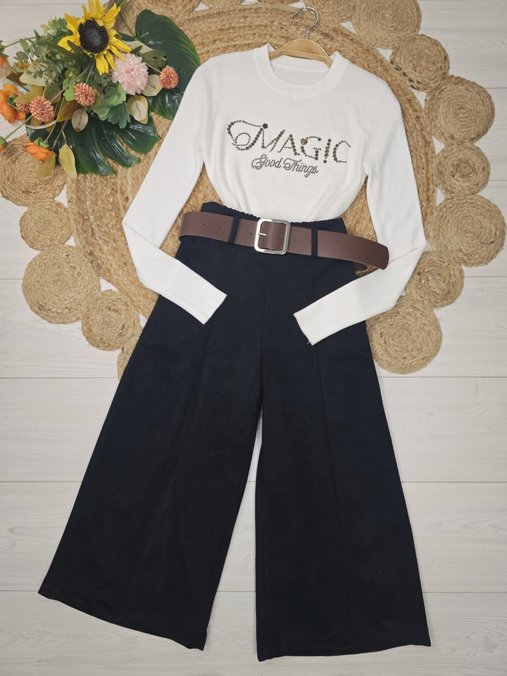 Maglia a costine aderente elasticizzato manica lunga morbido e caldo Bianco Level Stores