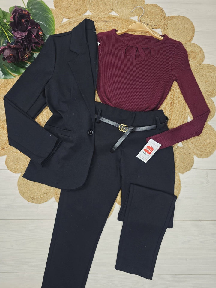 Maglia a costine aderente elasticizzato morbido e caldo Bordo Level Stores