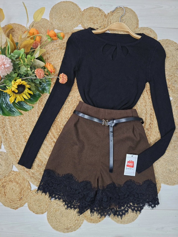 Maglia a costine aderente elasticizzato morbido e caldo Bianco Level Stores