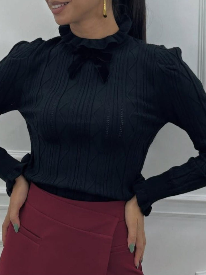 Maglia a costine con fioco aderente elasticizzato manica lunga morbido e caldo Beige Level Stores