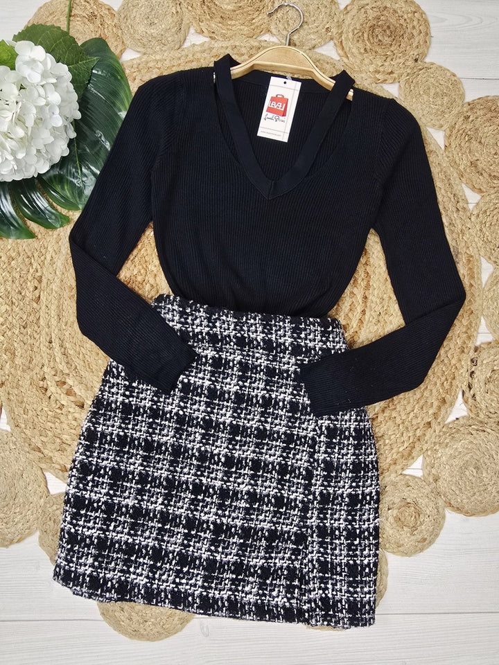 Maglia a costine scollo a v aderente morbido e caldo Camel Level Stores