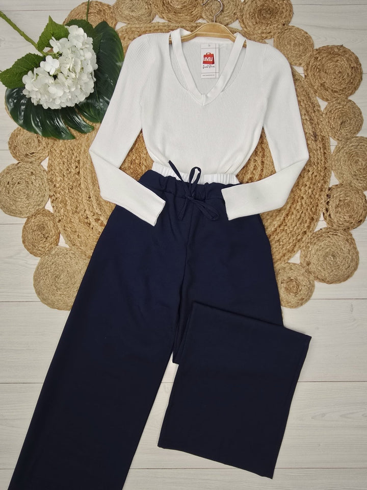 Maglia a costine scollo a v aderente morbido e caldo Marrone Level Stores