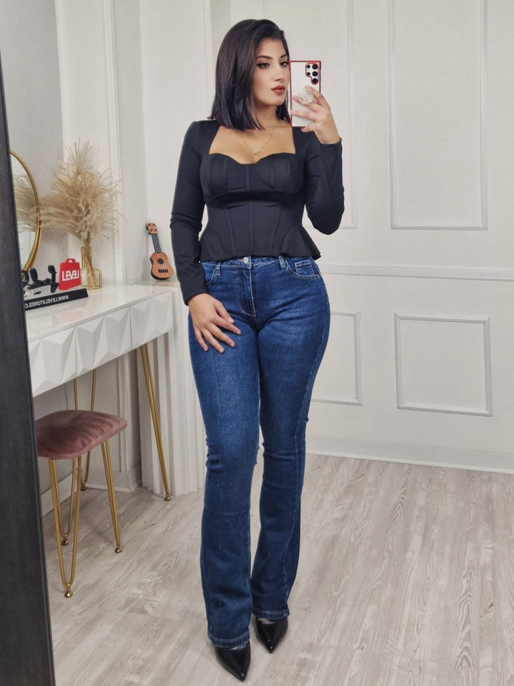 Maglia con manica lunga con coppe preformate volant elasticizzato Bordo Level Stores