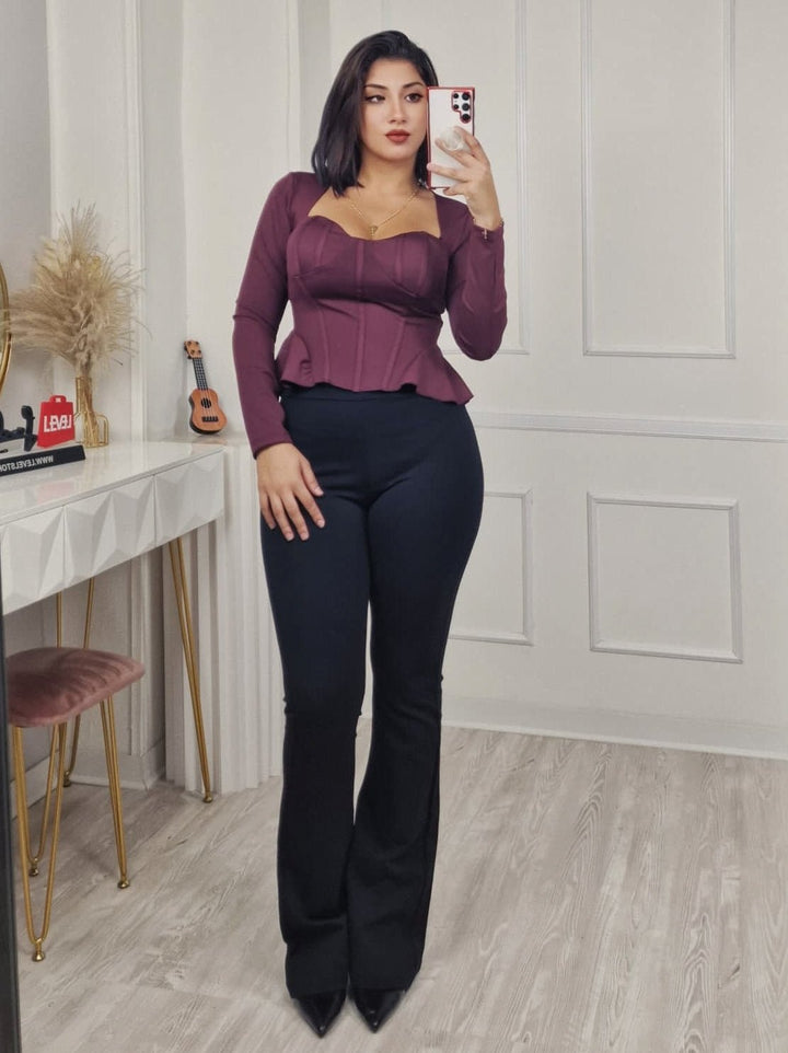 Maglia con manica lunga con coppe preformate volant elasticizzato Bordo Level Stores