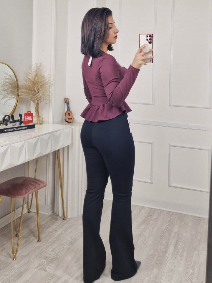 Maglia con manica lunga con coppe preformate volant elasticizzato Bordo Level Stores