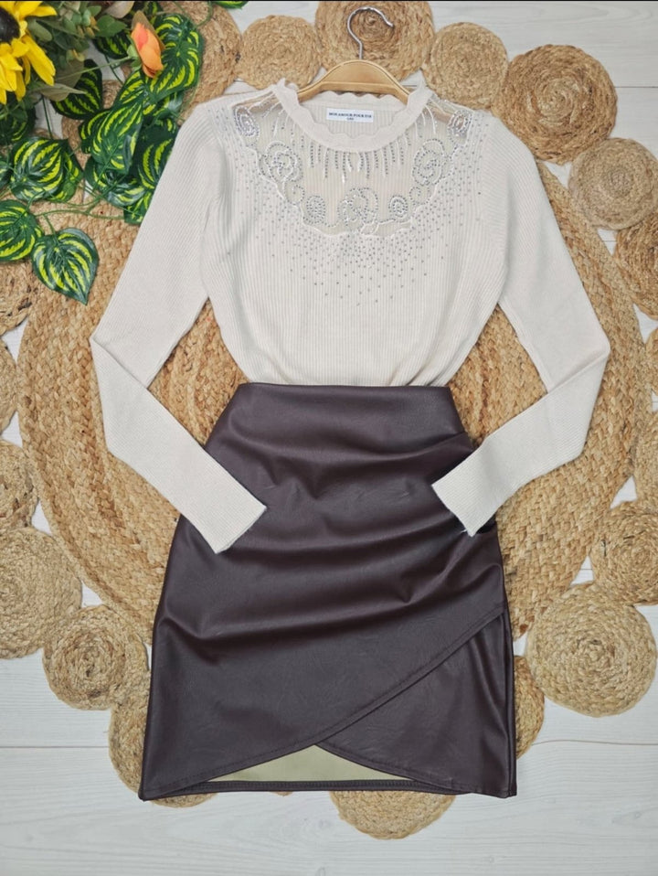 Maglia elasticizato strass morbido e caldo Bordo Level Stores