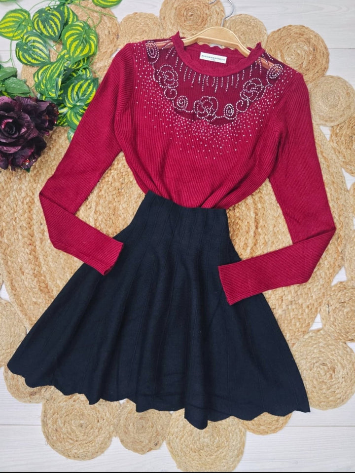 Maglia elasticizato strass morbido e caldo Bordo Level Stores