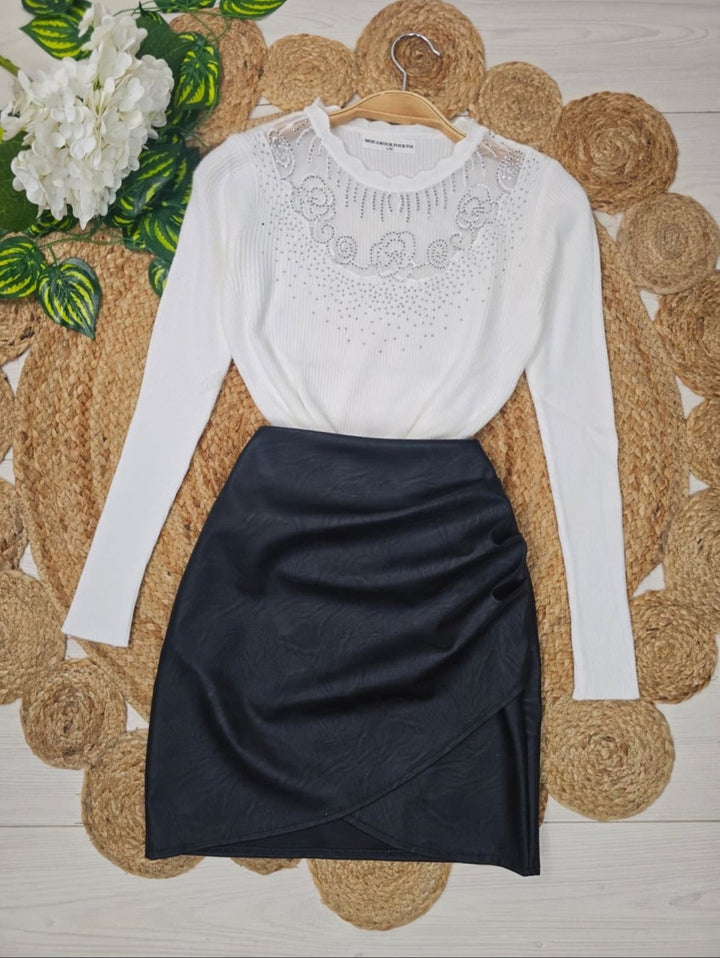 Maglia elasticizato strass morbido e caldo Bordo Level Stores