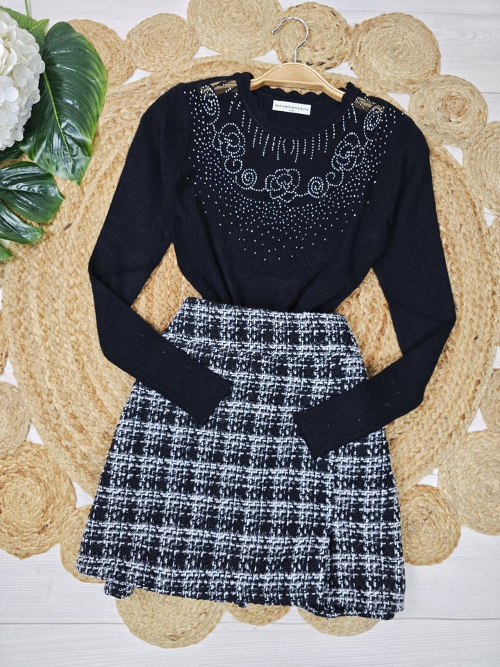 Maglia elasticizato strass morbido e caldo Bordo Level Stores