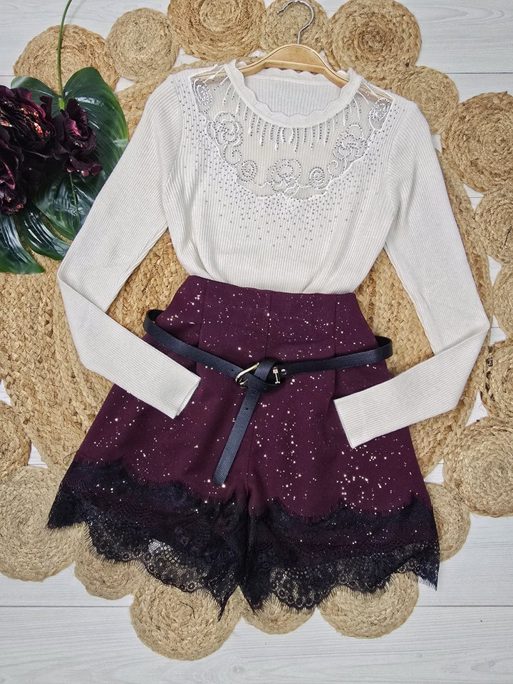 Maglia elasticizato strass morbido e caldo Bordo Level Stores