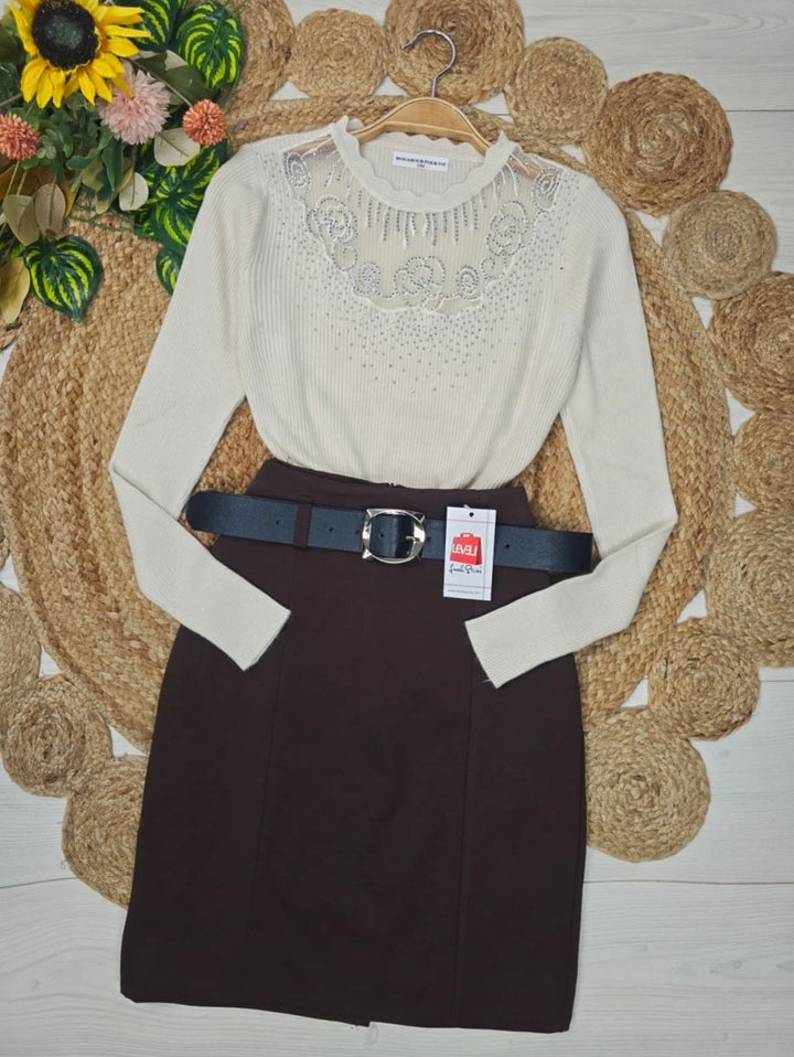 Maglia elasticizato strass morbido e caldo Bordo Level Stores