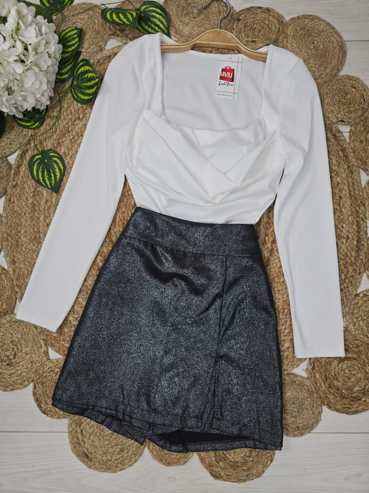Maglia in lycra con coppe preformate manica lunga aderente elasticizzato Bianco Level Stores