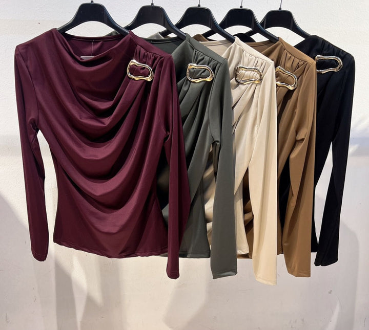 Maglia in lycra Elegante Casual - Bordo - Level Stores