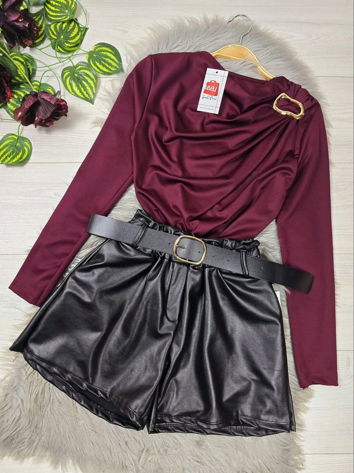 Maglia in lycra Elegante Casual - Bordo - Level Stores