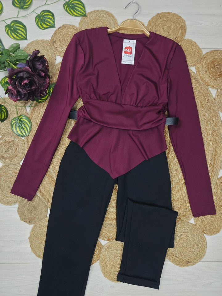 Maglia in lycra scollo a v manica lunga aderente elasticizzato Bordo Level Stores