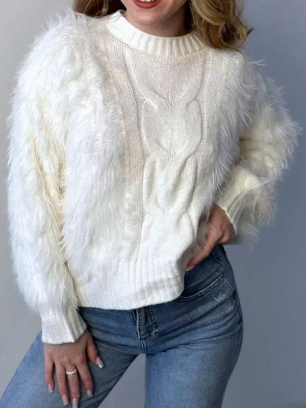 Maglia in pelliccia morbido e caldo Bianco Level Stores