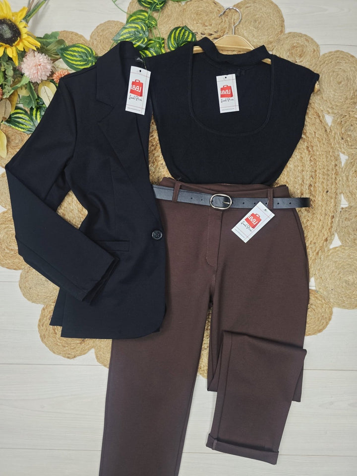 Maglia in viscosa a costine aderente elasticizzato Nero Level Stores