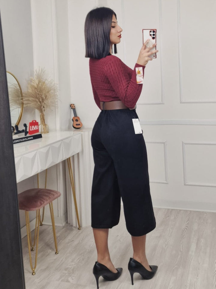 Maglia modello corto Scollo quadrato, motivo a intreccio e manica lunga morbido e caldo Bianco Level Stores