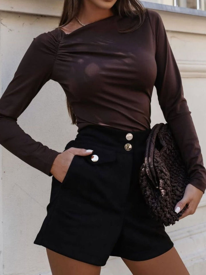 Maglia modello kim in lycra elasticizzato Marrone Level Stores