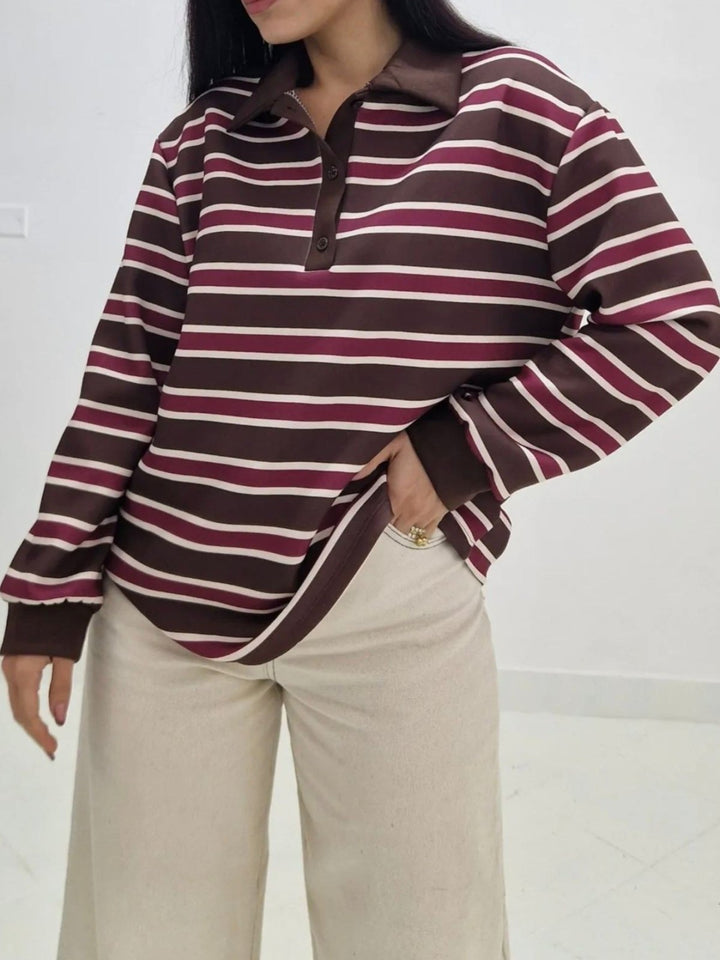 Maglia pollo a righe morbido Marrone Level Stores