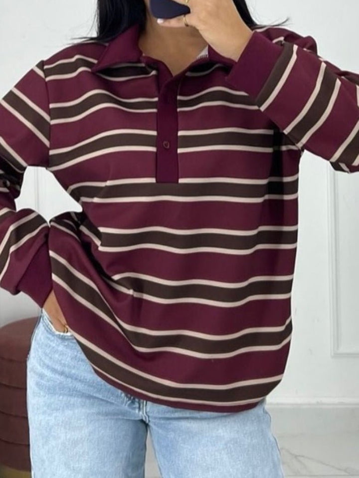 Maglia pollo a righe morbido Marrone Level Stores