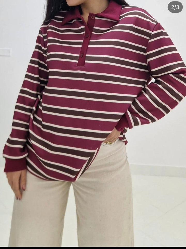 Maglia pollo a righe morbido Marrone Level Stores