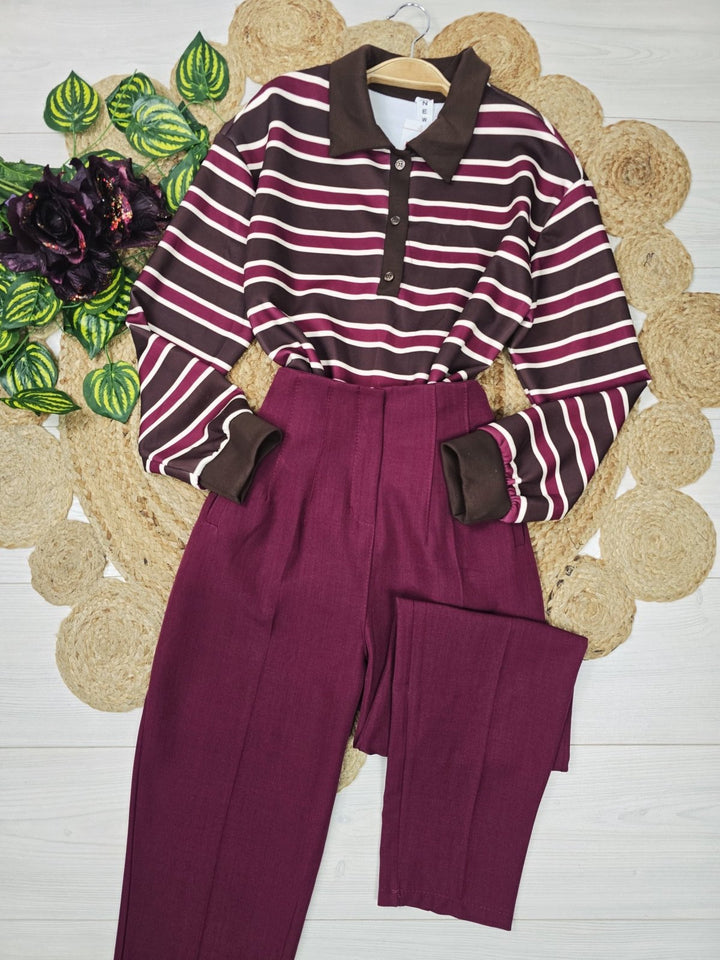 Maglia polo a righe morbido Nero Level Stores