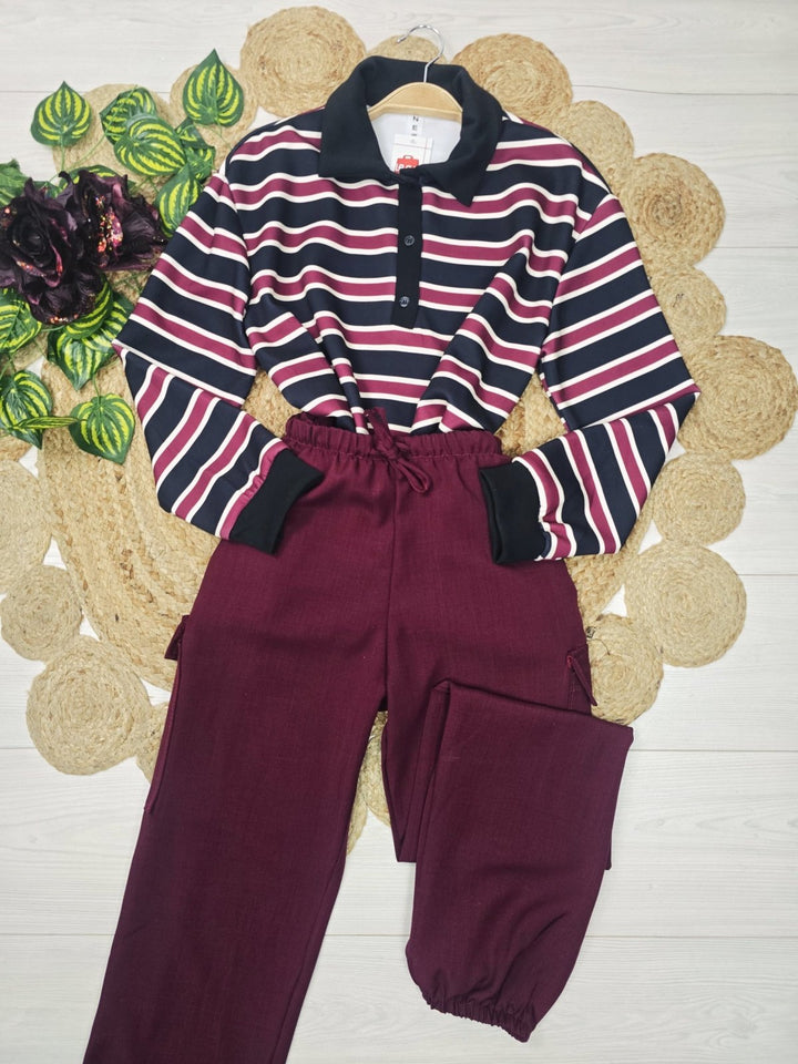 Maglia polo a righe morbido Nero Level Stores