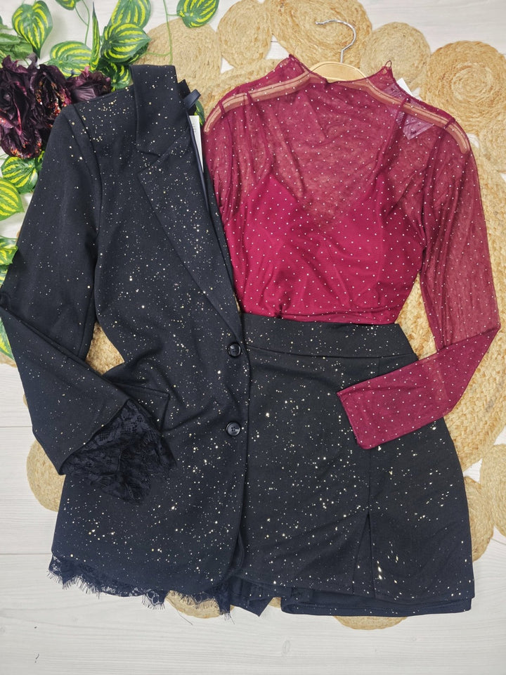 Maglia strass con coppe preformate Nero Level Stores