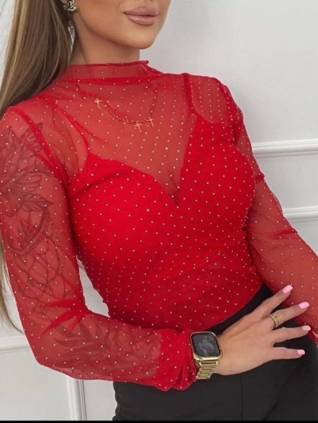 Maglia strass con coppe preformate Rosso Level Stores