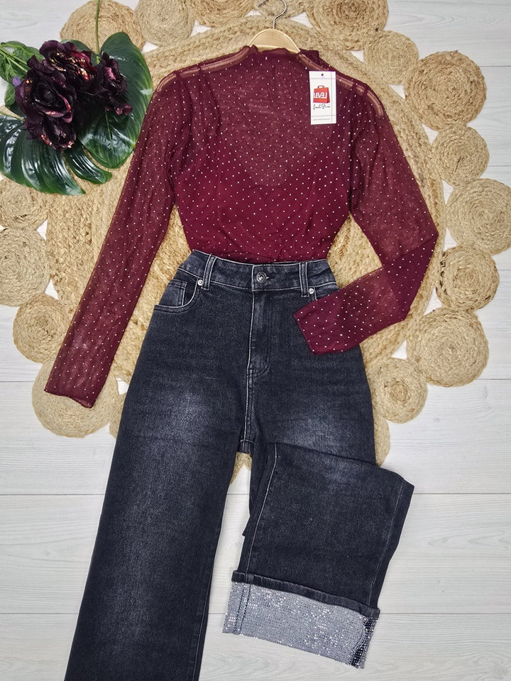 Maglia strass con coppe preformate Bianco Level Stores